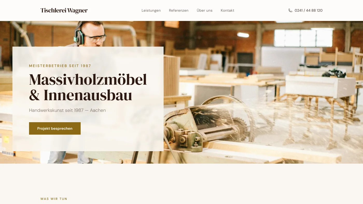 Beispiel Website Tischlerei